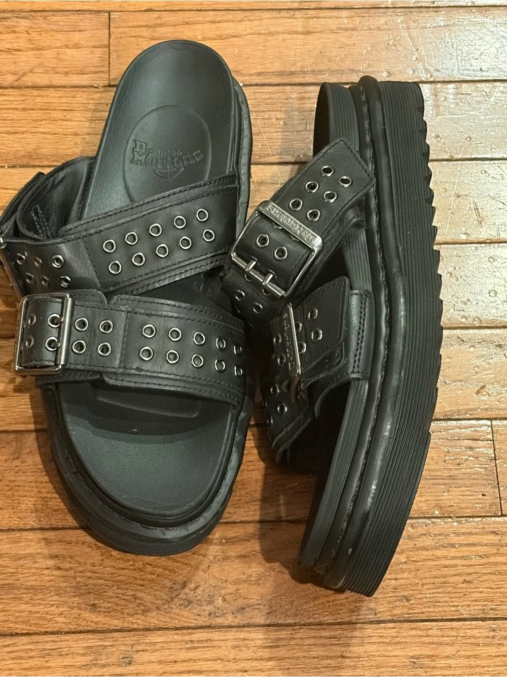 DR.MARTENS Myles Hardware Detail Double Buckle Slide Sandals Men Size 10.5